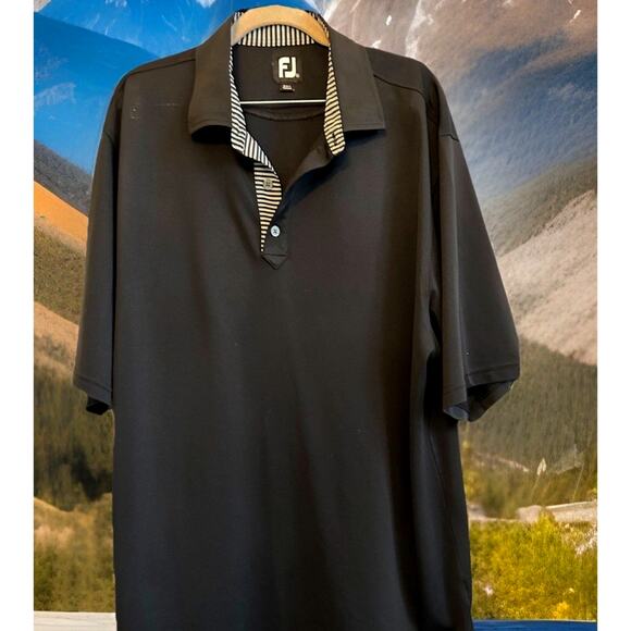 FootJoy GOLF shirt XL FJ Black Polo Men’s X-Large Zebra Striped Collar Casual - Picture 2 of 11